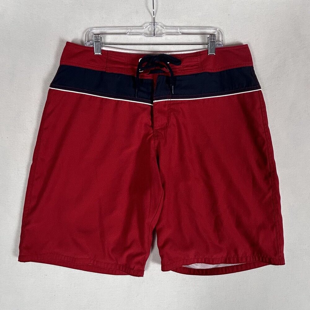 Old Navy Men's Swim Trunks Size Large Red Mesh Lined Pool Beach Pockets Ocean
